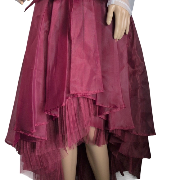 Gracia's Burgundy Layered A-Line Skirt- Tea Party/B-day/Brunch Ready!SM Prestine - Picture 4 of 12